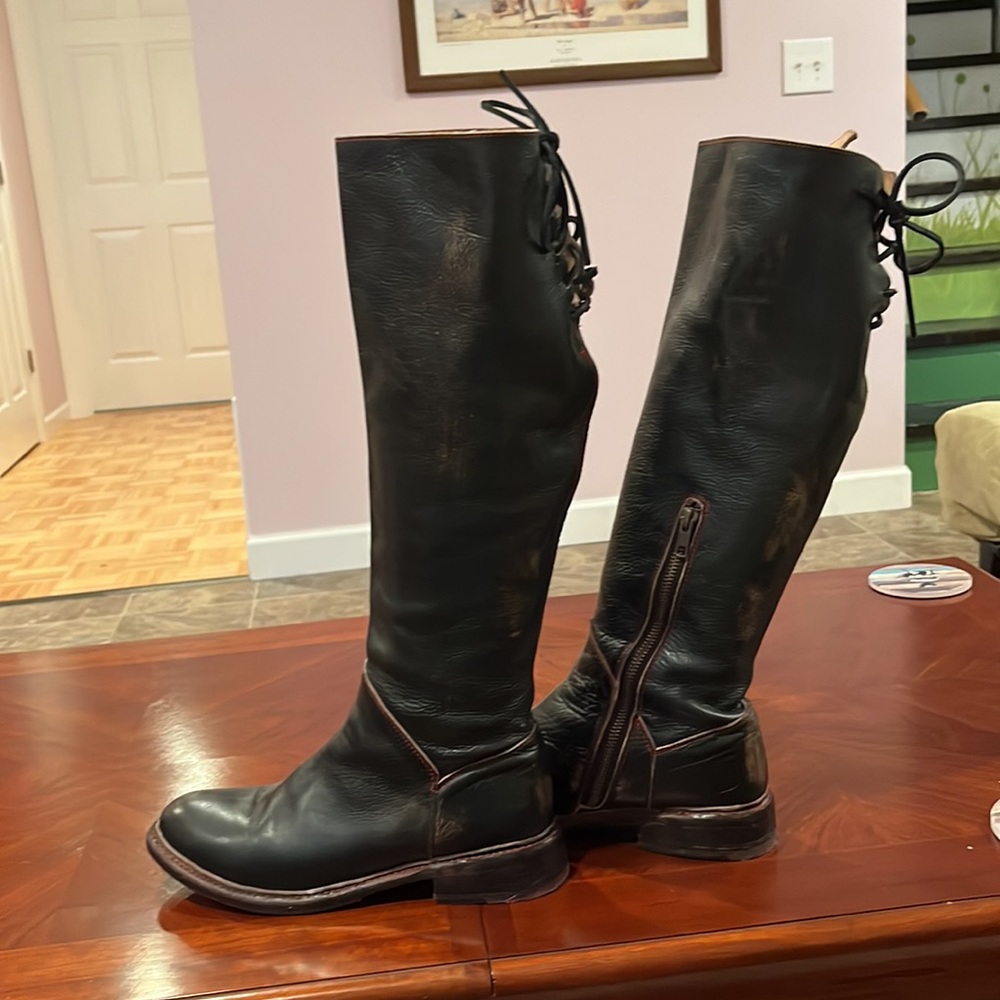 Bed Stu tall black distressed leather boots - Picture 4 of 11